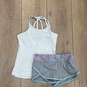 Ivivva White Tank Top and Gray Shorts Set size 14